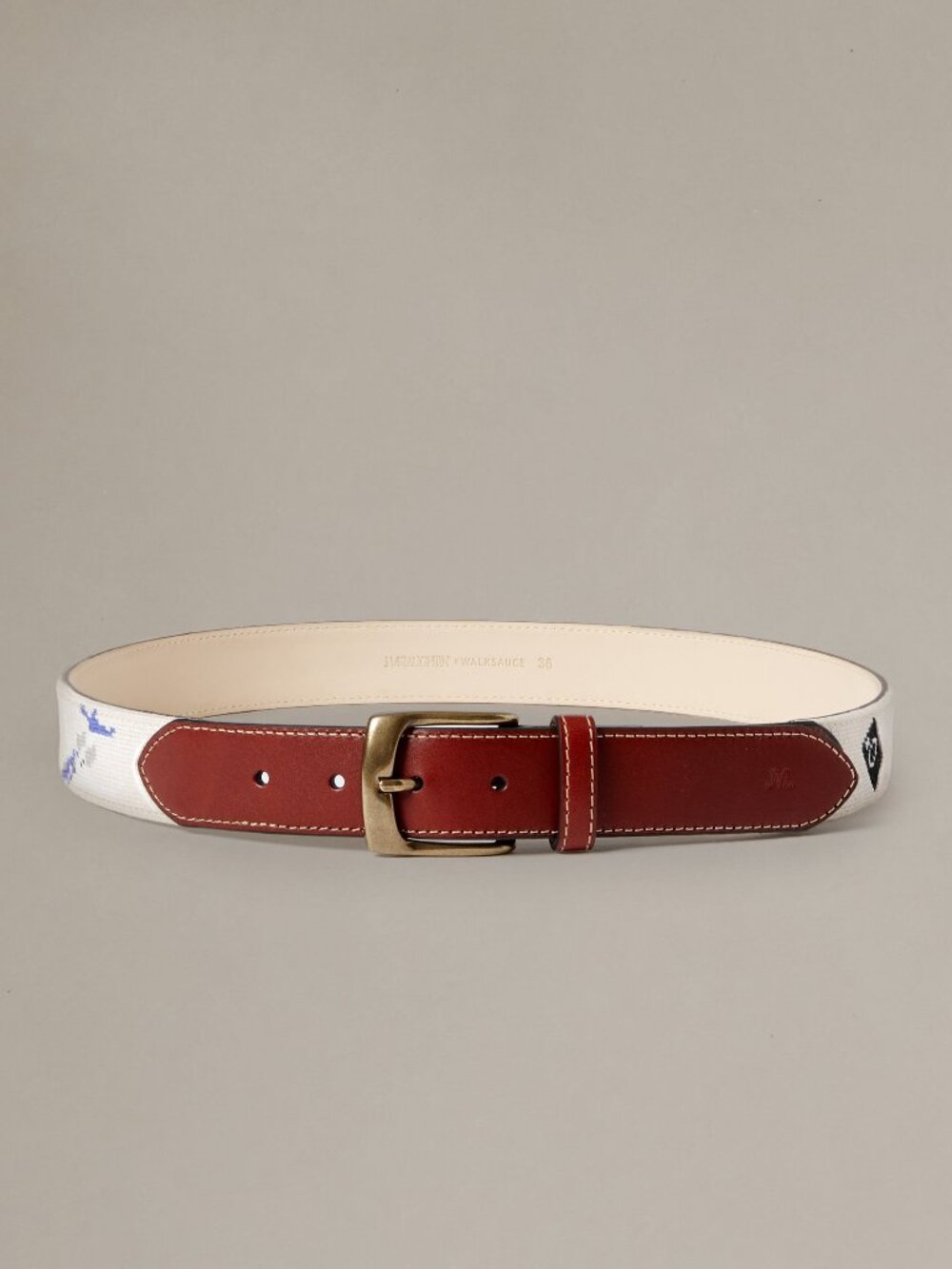 J McLaughlin x Walksauce: Needlepoint Belt in Jet Set - Ivory/Multi NEW